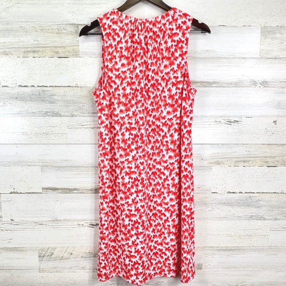 Michael Kors NEW Red White‎ Floral Print Sleeveless Shift Dress Tassel Size L - Picture 2 of 14